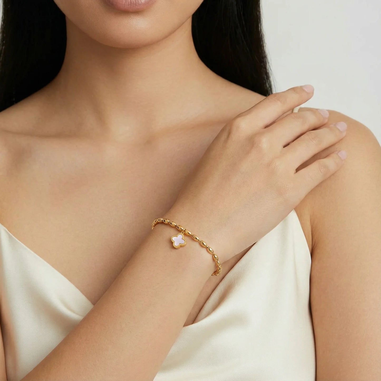 Lucky Clover Beaded Armband